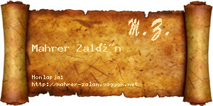 Mahrer Zalán névjegykártya